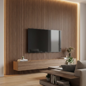 Flute wood finish tiles
