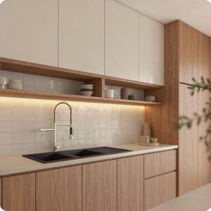 Beige Limestone-Effect Porcelain Tile