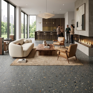 Terrazzo-style porcelain or ceramic tile