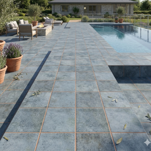 Blue Stone-Effect Porcelain Tile
