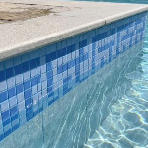 Blue and White Greek Key Glass/Ceramic Mosaic.